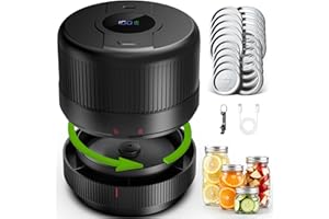 Wothfav Mason Jar Vacuum Sealer Kit, Electric Vacuum Sealer Machine for Wide, Regular Mouth Mason Jars, Portable Vacuum Sealer for Jars, Birthday Day Gifts for Her, Gifts for Mom, Grandma,Black