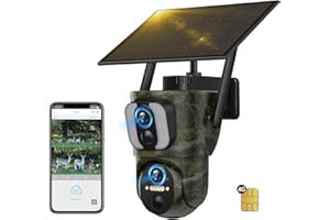 VOOPEAK 4G LTE Cámara de caza solar de doble lente, cámara de caza HD 1080P transmisión en vivo con tarjeta SIM, cámara de caza visión nocturna activada por movimiento IP66 impermeable