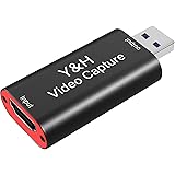 Y&H Video Recording Card, HD Video and Audio Capture Card HDMI to USB 2.0 1080P 60fps Recording via DSLR, Camcorder, Action C