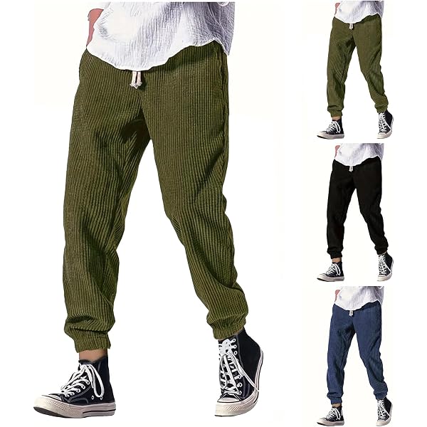 Pantaloni In Velluto A Coste Uomo – Taglio Baggy, Vita Elastica Con Coulisse, Streetwear Giapponese