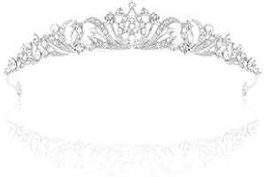Lilbitty 1 Stück Silberne Strasskrone für Damen, Prinzessin Tiara Diadem, Elegante Krone für Hochzeit, Geburtstag, Quinceañera, Party und Halloween Haaraccessoires