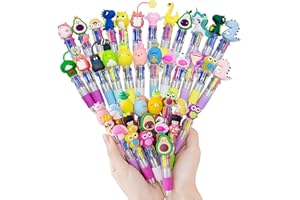 MLLTECH 30 pcs Stylo à bille rétractable-4 couleurs Mini Multicolore Stylo Créatif Doux Cartoon, Stylo à bille rétractable Fournitures scolaires pour les enfants Élèves Devoirs École Bureau Cadeaux