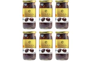 6 Gläser Iliada schwarze Jumbo Kalamata griechische Oliven Glas je 215 g Abtropfgewicht Griechenland