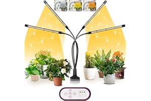 Senelux Plant Light - 80 LED Grow Lamp, 4 Arms, Sunlike Full Spectrum, 4/8/12H Timer, 10 Dimmable Levels, for Greenhouse & Succulent