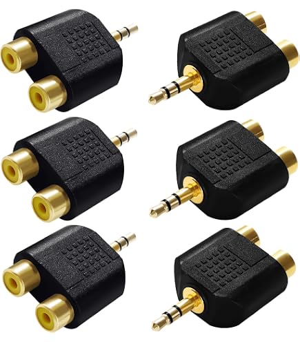 Adattatore Jack 6.35mm Stereo A 2 RCA – Connettori Placcati Oro, Splitter Y Per Cuffie E Impianti Audio (3 Pezzi)