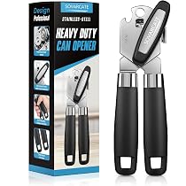 Apriscatole manuale, in acciaio inox resistente, apriscatole con magnete, bordo liscio con lama affilata, gadget da cucina, due lame di ricambio