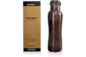 PRURA Borraccia in rame con taglio a diamante, a prova di perdite, contenitore in rame ayurvedico per sport, palestra, attività all'aperto, yoga