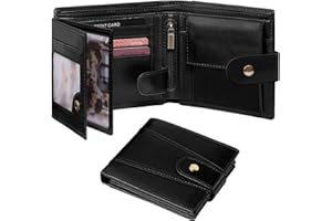GSG SINCE 1998 Men's Wallets Cowhide Leather Multi-Functional RFID Blocking Wallet with 17 Credit Card Slots, 2 Banknote Compartments, 2 ID Windows, 1 Coin Pocket Black
