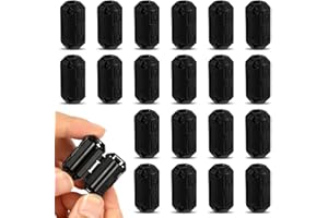 PEUTIER 20pcs Clip-On Ferrite, Ferrite Core Bead Ring Core RFI Noise Suppressor Snap-On Ferrite Coil Choke USB Noise Filter Cable Clamp Clip Filter for 7mm Diameter Cable (Black)