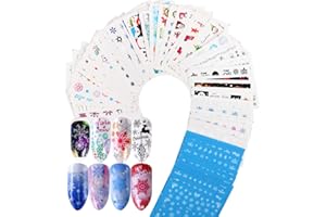 VINFUTUR 60 Hojas Pegatinas al Agua para Uñas Decorativas Navidad Pegatinas Uñas Transferencia Agua Nail Art Stickers Calcomanías Uñas Etiquetas Engomadas para DIY Decoración Arte de Uñas