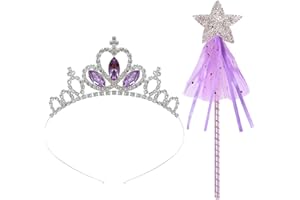 COSYSPARKS Tiara Corona de Cristal, princesa varita mágica, hada de la Corona de cristal infantil, vestida con joyas para el cabello, accesorios para el cabello regalo de cumpleaños tiara niña 3-12 años