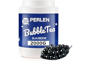 ‎MOLECULA MOLECULA MOLEKULARNA FABRYKA SAMKU Bubble Tea Perlen Popping Boba Blaubeere | mit Strohhalme | Nahrungsergänzungsmittel Weniger Zucker Kaviar 2000g Fruchtperlen ohne künstliche Farbstoffe Bubbles | Blueberry Fruit | Tapioka