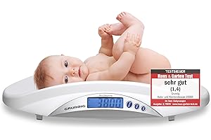 Grundig Babywaage digital Stillwaage Testsieger - Hochpräzise Baby Waage in 5 Gramm Schritten I baby scale Babywaagen Säuglingswaage Kinderwaage digital weight Wage (weiß)
