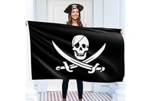 KASKANA Pirate Flag – Jolly Roger Flag - Double-sided Print – 90G polyester - Double Seam - 2 brass eyelets, large 5ft x 3ft