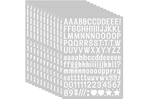 WD&CD 0.5 Inch 15Sheets Self Adhesive Vinyl Letter Number Symbol Stickers Alphabet for Kids Mailbox Suitcase Guitar Water Bottle Laptop Guitar Phone Case Scrapbooking, Artistic Letters White