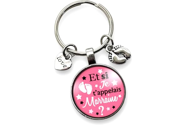 cadeau marraine - porte clés cabochon et breloques « Et si je t'appelais marraine » - Idée cadeau - baptême - anniversaire - Noël - communion - filleul - création - annonce grossesse - naissance