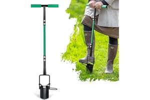 Hortem Herramienta de maceta de bulbos, mango largo, maceta de bulbos de mango largo con reposapiés deslizante para empujar fácilmente el suelo, trasplantar flores, plántulas o verduras sin doblarse