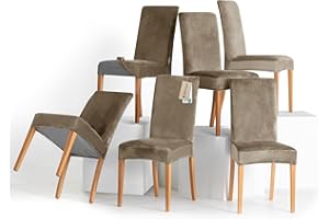 RESTILO Stuhlhussen 6er Set Stretch Stuhlhussen Abnehmbare Waschbare Stuhlbezüge Esszimmerstühle Elastischer Stuhl Überzug für Esszimmer Küche Restaurant Hotel Bankett Hochzeit Party, Sento Beige