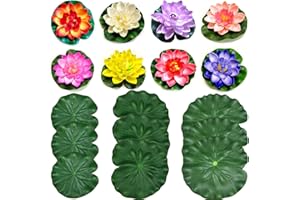Gativs Nenuphar pour Bassin 8 pièces Nénuphars Artificiels Flottants Nénuphar Flottant Fleurs Artificielles Nénuphar Plantes Mousse pour Fleurs avec 9 Feuilles de Lotus pour Mariage Aquariums Jardin