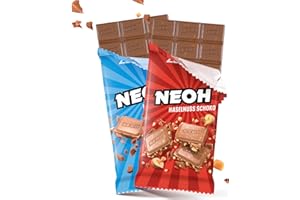 ‎NEOH NEOH Low Carb Keto Schokolade 2er Pack | 1x Haselnuss-Schokolade & 1x Milchschokolade | 1g Zucker, 106/105 kcal pro Portion | Die neue Alternative zu herkömmlichen Süßigkeiten