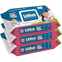 Little's Soft Cleansing Baby Wipes Lid, 80 Wipes (Pack of 3)