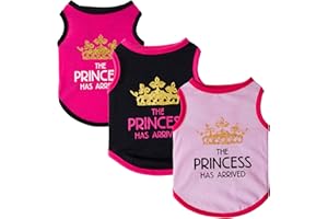 BT BEAR Paquete de 3 ropa para perro, chaleco estampado de princesa príncipe para mascotas, disfraz para gatos, cachorros, perros pequeños, perros medianos (princesa, XL)