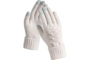 TRENDOUX Guanti Termici Donna Invernali: Guanti Touch Screen Lavorati a Maglia Elastico Antivento, Guanti Pile Foderato Caldo Adatto per Smartphone Corsa Sci Ciclismo Neve Guida, Taglia Unica