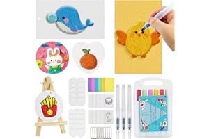Jukibole Peinture Gonflante, 62 Pièces Puffy Paint, 3D Drawing Canvas Sponge avec 38 Feuilles de Papier éponge pour Peinture, 12 Stylos Acryliques, Puffy Popcorn Draw Texture Painting pour Enfants
