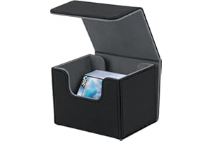 ‎MCBAZEL Mcbazel Deck-Box für MTG-Karten, Kartendeck-Box für 100+ einhüllige Karten, Kartendeck-Halter für TCG-Karten, PU-Leder-Deck-Box, Aufbewahrungstasche, Schwarz