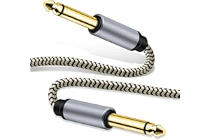 HANPRMEEE 6.35mm Guitar Cable 5m,1/4"6.35mm to 6.35mm TS Stereo Audio Guitar Lead Alloy Housing Jack Instrument Cable for Electric Guitar, Bass, Amp, Mixing Desks,Keyboard Professional Instrument etc (5M)