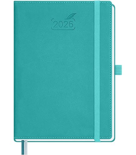 BEZEND 2026 Diary A4 Week To View (Jul 25-Dec 26) With Time Slots. Vertical Weekly Planner & Appointment Book With Note Pages, Monthly Tabs & Pen Holder, Vegan Leather Hardcover, Turquoise - View #3