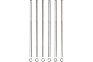 Rebower Tige Filetée Entièrement Filetée (avec 6 Écrous Hexagonaux), Tiges en Acier Inoxydable Entièrement Filetées - M3 X 200mm, Pas de 0,5mm / Argent / 6 Pièces