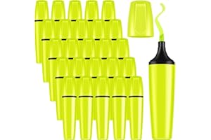 Faccito 20 Pcs Surligneurs Fluo de Texte Surligneurs à Pointe Biseautée Marqueurs de Couleurs Fluorescentes Marqueurs de Lavage de Charges Surligneurs pour Enfant Bureau École Journal (Jaune)