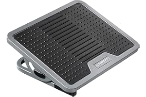 EUREKA ERGONOMIC Office Foot Rest Under Desk, Adjustable Footrest with Metal Frame Massage Surface, Foot Stool with 20 Degree Tilt Angle Adjustment No Locking, Black & Gray