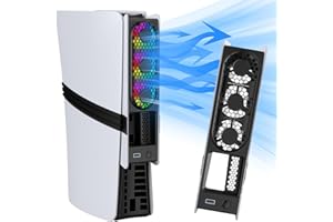 ARIKROII Wentylator Chłodzący do PS5 Pro/Slim z Automatycznym Wykrywaniem Temperatury, Oświetleniem RGB, 3 Prędkości Powietrza, 2 Porty USB 2.0, Akcesoria do Konsoli