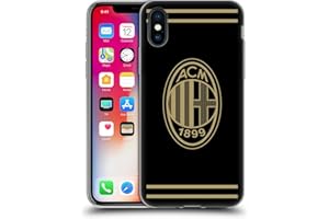 Head Case Designs Licenza Ufficiale AC Milan Nero E Oro Stemma Custodia Cover in Morbido Gel Compatibile con Apple iPhone X/iPhone XS