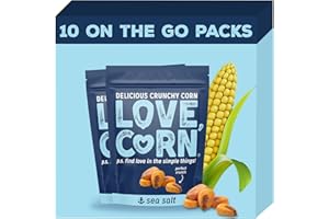 LOVE CORN Sea Salt Crunchy Corn Snack 45g x 10 Bags – Healthy Snacks Ideal for Gluten Free & Vegan Diets – Low Sugar Alternative for Crisps, Mixed Nuts & Pretzels – Perfect To Graze On