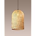 Habere India-All the Cultures Fabricating India Pendant Lights | Bamboo Pendant Lamp | Bamboo Lampshade | Cane Lamps | Rattan Ceiling Lampshade | Wicker Hanging Lamp (Diameter 27 CM, Height 42 CM)