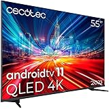 Cecotec QLED 55” Smart TV V1+ Series VQU11055+S. 4K UHD, Android 11, Design Frameless, MEMC, Dolby Vision e Atmos, Subwofer, 