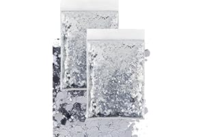 GIUSOBG 100g Glitter Polvere 3 Dimensioni Mescolare Paillettes Polvere Glitterata, Glitter per Artigianato per Lavoretti Creativi Creazione Artigianato Fai da Te (Argento)