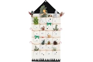 VOSAREA Adventskalender zum Befüllen Wand Stoff Kinder Wandkalender 2025 Adventskalender mit 24 Taschen Weihnachten Canvas zum Befüllen Wandbehang 120x47 cm