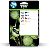 HP 963 Pack de 4 Cartouches d'Encre Noire, Cyan, Magenta et Jaune Authentiques (6ZC70AE) pour HP OfficeJet Pro 9010 series / 
