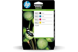 HP 963 Pack de 4 Cartouches d'Encre Noire, Cyan, Magenta et Jaune Authentiques (6ZC70AE) pour HP OfficeJet Pro 9010 series / 9020 series