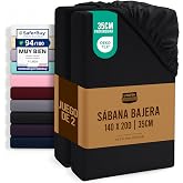 Utopia Bedding Set of 2 Fitted Sheet 140 x 200 cm &ndash; Black &ndash; (Bed 140) | Oeko Tex Certified - Deep Pocket - Brushed Microfiber