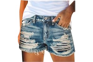 NUSGEAR 2022 Mujer Pantalones Cortos Vaquero Moda Casual Verano Shorts Mezclilla Moda Roto cordón Cintura Alta Slim Fit Vaquero Pantalones Cortos Elástico Fiesta cómodo Jeans Shorts