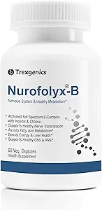 Trexgenics Nurofolyx B Advanced Nervous System and Healthy Fatty Acid Metabolism and Energy Boost with Choline 250 mg, Inositol 333 mg -60 Veg. Capsules - Pack of 2
