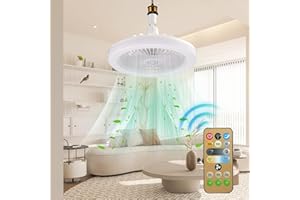 GDOKKNY Ceiling Fans With Lights And Remote Control Small Bladeless Ceiling Fans for Bedroom Low Profile Flush Mount Dimmable Ceiling Fan（30w）