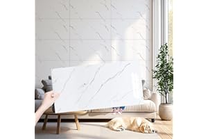 AMOYUN 10 Sheets Marble Tile Stickers, Stick on Tiles Peel and Stick Backsplash PVC Waterproof Oilproof Self Adhesive 30x60cm for Kitchen Bathroom Home Decor DIY