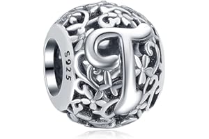 Annmors Charm Alphabet Lettre D en Argent Sterliing 925 pour Femme Bracelet Colliers Pendentifs