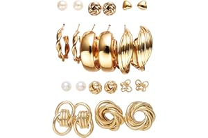 Shining Diva Fashion 11 Pairs Combo Set Latest Stylish Vintage Pearl Earrings for Women Gold Plated Dangle Earrings Heart But